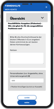 Screenshot: Bürgerrechnertool Mobile